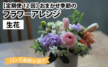 【定期便１２回】おまかせ季節のフラワーアレンジ（生花）×１２ヶ月 お好み、着日指定可能