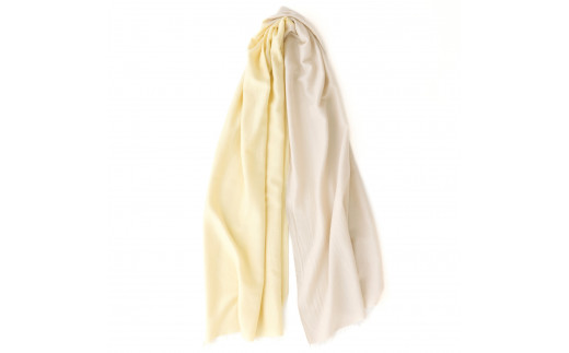 播州織バイカラーコットンシルクストール ハーフサイズ（57-6） イエロー×ベージュ