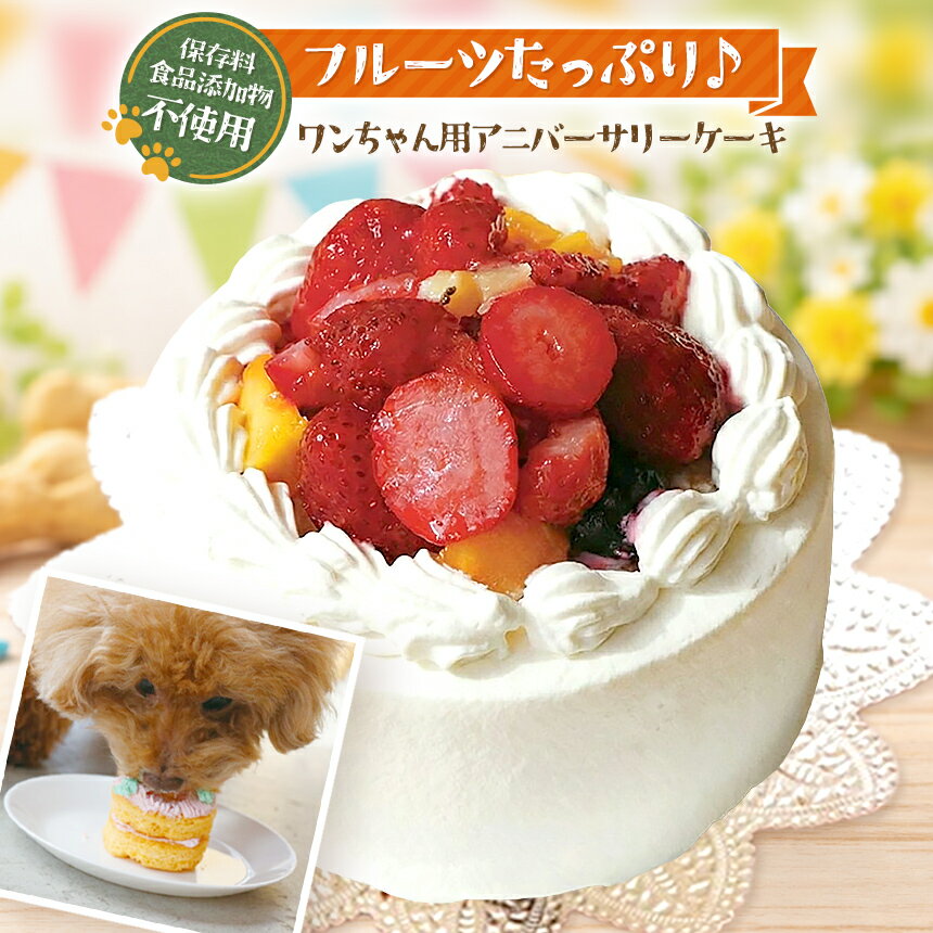 【ふるさと納税】 ペットフード お祝い フルーツ たっぷり アニバーサリー ケーキ ( 犬用 )| 犬 おやつ プレゼント 誕生日 アニバーサリー フルーツ 手作り 保存料不使用 冷凍 信州 八ヶ岳 長野県 諏訪郡 原村