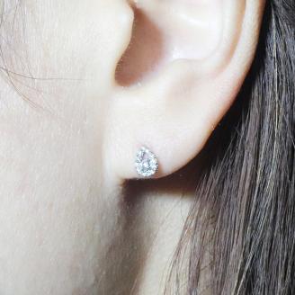 プラチナ 　しずく取り巻きダイヤモンドピアス　0.20ct　　BQ84