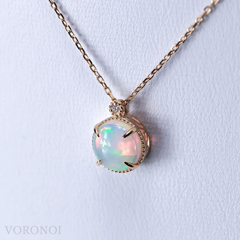 K18YG オパール カボションカット ダイヤモンドネックレス MINAMOセッティング VO0067PK18