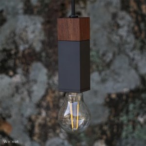 CTSH LIGHT. ペンダントライト SQUARE＜Walnut×パーカーライジング E17＞ 瑞浪市 / ジオニック 照明器具 ソケット 鉄 木製 ブラック [AZBQ069]