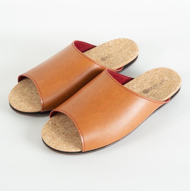 Made in Japanの高品質　ルームシューズの理想形。天然素材、静音性、高反発クッションで足にやさしい、 コルクでむれにくい、来客時も合成皮革とシンプルカラーのデザインで、さりげないセンスを！ 「バークオブケイ」コルクルームシューズ（ＬＬ・28.0cm・ライトブラウン）