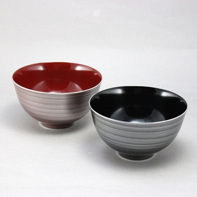 越前塗　麺鉢・丼鉢　黒銀/朱銀ペア【1424656】