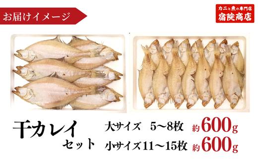 【干物 干カレイセット 合計1.2kg以上（大5～8枚 約600g、小11～15枚 約600g）香住産 冷凍】 ふるさと納税 送料無料 南蛮漬 唐揚げ お酒のお供 日本海 香住港 柴山港 兵庫県 香美