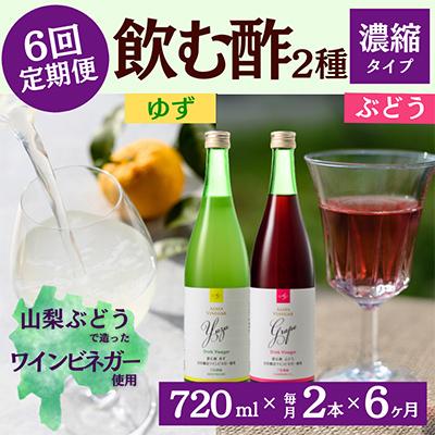 ふるさと納税 山梨県 【毎月定期便】飲む酢のイメージを変える!ドリンクビネガー2種《濃縮タイプ》720ml×2本全6回