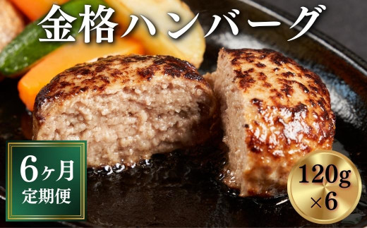 【定期便 全6回】格之進 金格ハンバーグ 計4.32kg (120g×6個) ハンバーグ 生ハンバーグ 国産牛 牛肉 豚肉 国産 無添加 個包装 小分け 惣菜 おかず 弁当 お取り寄せ ギフト 贈答 定期便 定期 人気 岩手県 一関市