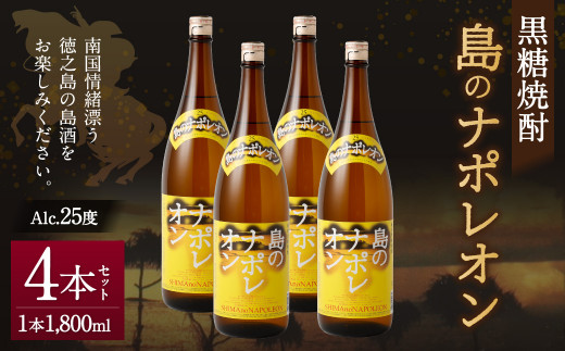 【鹿児島県天城町】黒糖焼酎 島のナポレオン 1,800ml×4本セット 合計7.2L 瓶 酒 焼酎