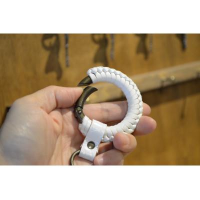 ふるさと納税 大木町 国産ヌメ革のサークルキーリング/ホワイト　BK018
