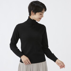 日本製 カシミヤ100% レディース タートルネック ブラック S～Lサイズ