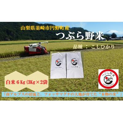ふるさと納税 韮崎市 【毎月定期便】つぶら野米(品種:コシヒカリ)　白米6kg(3kg×2袋)　5ヶ月合計30kg　全5回