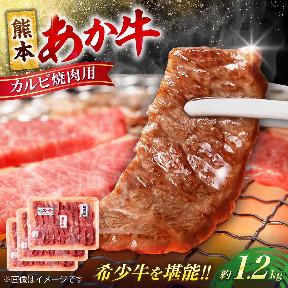 【ふるさと納税】熊本 あか牛 カルビ 焼肉用 約1.2kg （約400g×3P） 熊本 冷凍 小分け 焼肉 お取り寄せ グルメ 国産 和牛 牛肉 赤牛 あかうし 褐色和種 焼肉 BBQ 熊本県 合志市【合同会社 たべたせいか】[AYCB052]