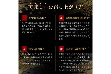 博多華味鳥 水たきセット 柚胡椒付き (3～4人前) 水炊き 鶏肉 鳥肉 とりにく 鍋 スープ つくね ポン酢  柚子こしょう トリゼンフーズ＜離島配送不可＞【ksg1292-B】【水たき料亭 博多華