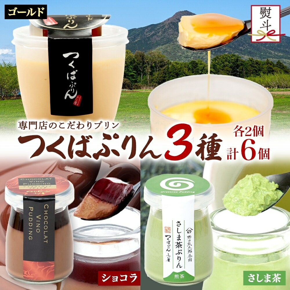 【ふるさと納税】無地熨斗 ゴールドぷりん ＆ ショコラ・ヴィノ・プディング ＆ さしま茶プリン 各2個 計6個 つくばぷりん プリン ぷりん ショコラ チョコレート さしま茶 茶 お茶 スイーツ 洋菓子 和スイーツ 冷菓 デザート 人気 グルメ お取り寄せ ギフト 送料無料 ふじ屋
