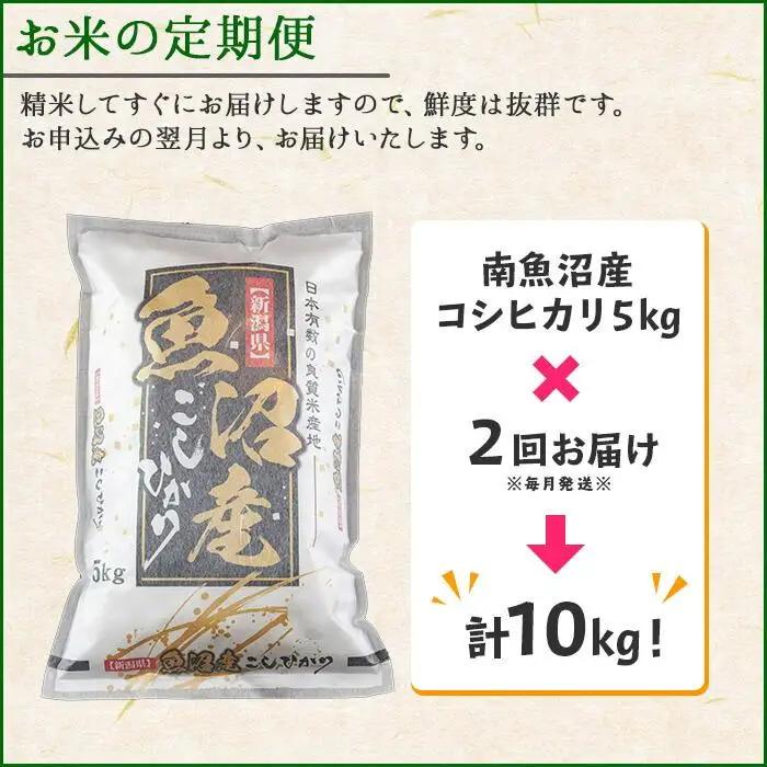 【定期便】新潟県 南魚沼産 コシヒカリ お米 5kg 計2回 精米済み（お米の美味しい炊き方ガイド付き）【銘柄米 ブランド米 精米 こしひかり コシヒカリ 魚沼産 新潟米 産地直送 お米 米 こめ コ