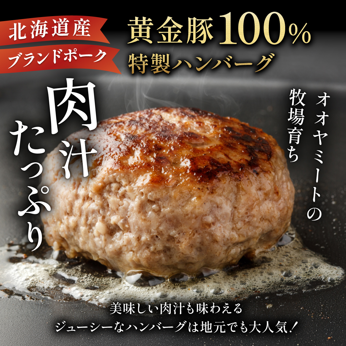 北海道 伊達 黄金豚 ハンバーグ 100g×10個（計1kg） 小分け 真空 お肉 豚肉_イメージ2
