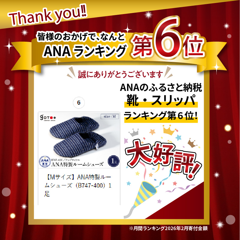 【Mサイズ】ANA特製ルームシューズ（B747-400）1足 Mサイズ