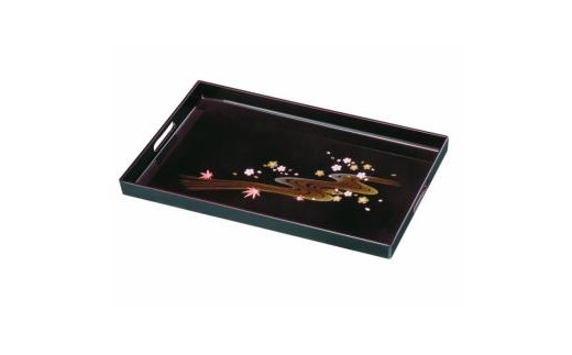 
長手盆 PC 48cm 溜 みやび春秋【YG420】
