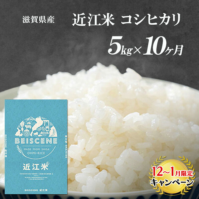【ふるさと納税】【定期便】令和7年産新米　滋賀県豊郷町産　近江米 コシヒカリ　5kg×10ヶ月 お米 白米 ごはん ライス 主食 炭水化物 おにぎり 　お届け：ご入金の翌月中旬に出荷いたします