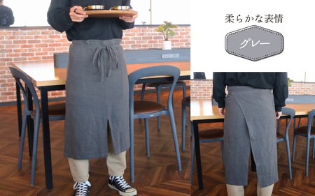 荒炊きリネンエプロン【グレー】｜おしゃれ 北欧 カフェ風 仕事用 メンズ レディース 男女兼用 リンネル 亜麻 プレゼント ギフト 贈り物｜MONO工房