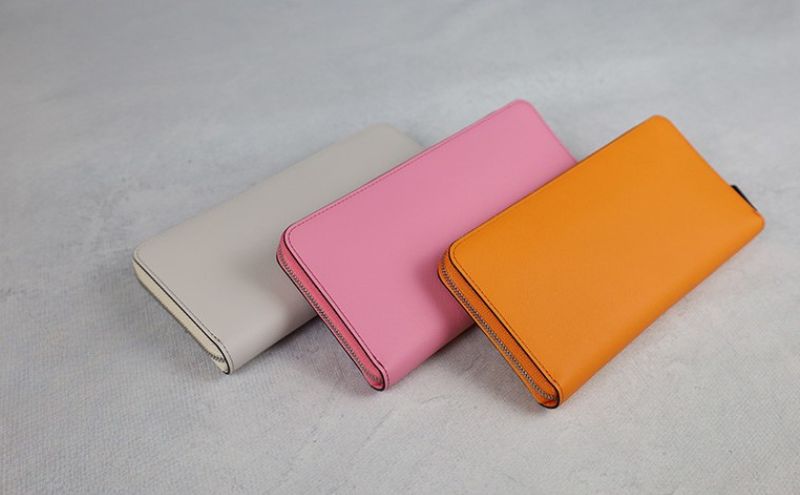 防水革 ラウンドジップ長財布 ブラック ベージュ グリーン ブルー ピンク オレンジブラック レザー ユニセックス 財布 ウォレット 本革 日本製 職人手づくり 姫路市 兵庫県 ピンク