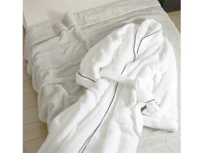 【 パールグレーM 】 スーピマ コットン 無撚糸 バスローブ 2枚 セット SP-200