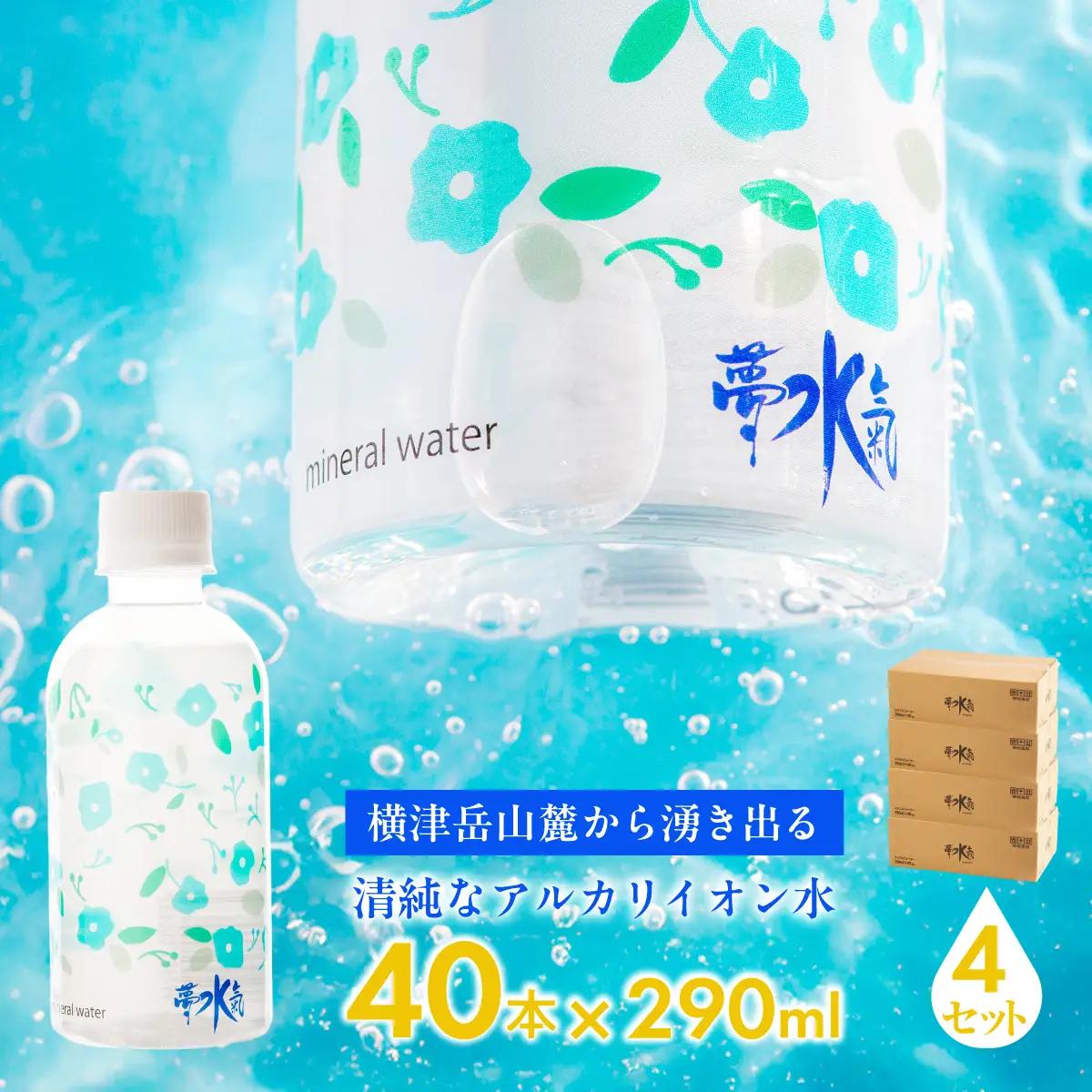 ミネラルウォーター夢水氣（290ml×40本）4セット 天然アルカリイオン水 NABI006