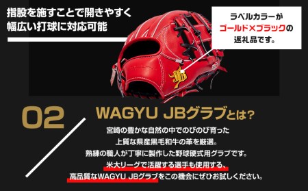 宮崎県産牛革使用 WAGYU JB 硬式用 グラブ 内野手用 JB-006T(パワーオレンジ/右投げ用)