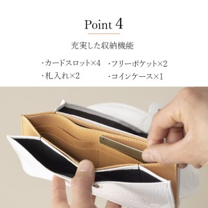 RIPS（北杜市産野生鹿革のレディース財布)　ホワイト 鹿革 長財布 アップサイクルレザー レザー 北杜市 国産 [h003]