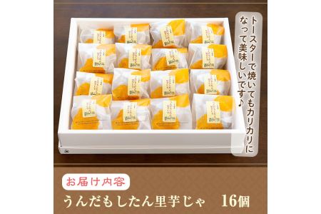 s060 うんだもしたん里芋じゃ(16個)鹿児島県さつま町産の里芋を使用した焼き菓子！里芋ペーストと白あんを練り込んだ餡子の入ったお饅頭♪【お菓子のかたおか】