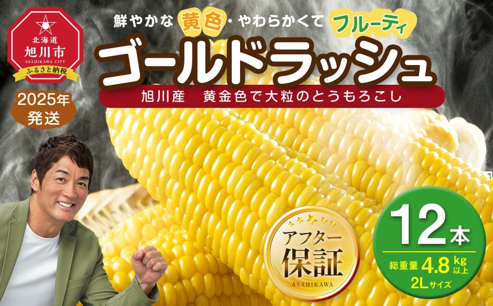 
            ◆ふるさとチョイス限定◆【先行予約】黄金色で大粒 ゴールドラッシュ 12本 4.8kg (2026年8月下旬より発送予定) 【 人気 北海道産 糖度 生 野菜 スイートコーン 産地直送 バーベキュー BBQ コーン 旬 お取り寄せ 旭川市 北海道 送料無料 】_00408
          