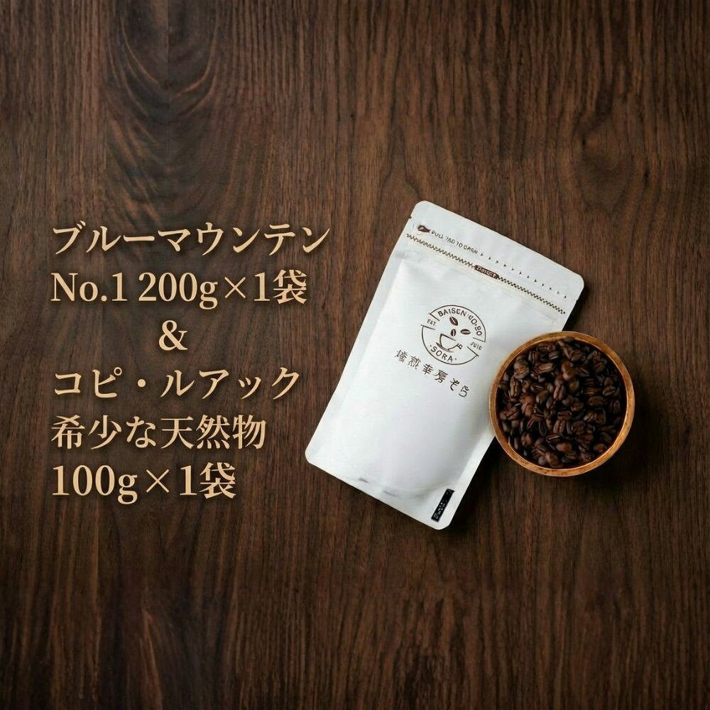 【ふるさと納税】＼焙煎当日に発送／ブルーマウンテンNo.1 200g ＆ コピ・ルアック 100g 浅煎り ウォッシュド 自家焙煎 コーヒー豆 コーヒー粉 コーヒー 珈琲 コーヒーギフト 挽き立て 高級 プレゼント ギフト 贈り物 スペシャリティコーヒー 焙煎幸房”そら” 岐阜県 大垣市
