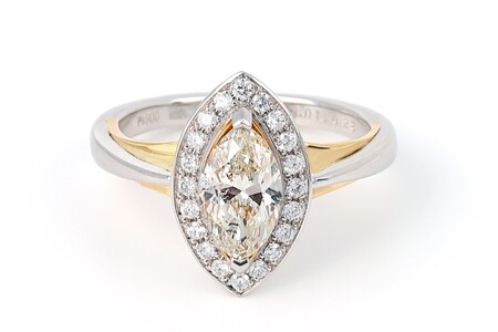 【一点もの】ダイヤモンド（1.013ct）プラチナK18コンビリング　R90　K05146-H