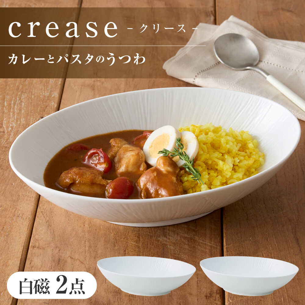 【ふるさと納税】【美濃焼】 miyama.のカレーとパスタのうつわ クリース 白磁 2個 瑞浪市 / ミヤマプランニング 食器 皿 プレート[AZCM052]