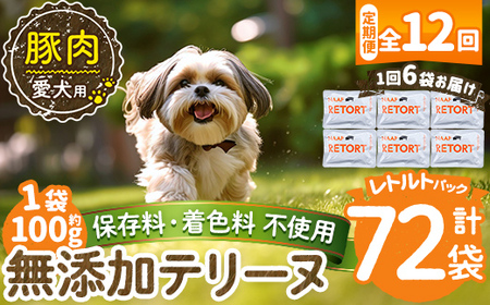 a1085-I 【12回定期便】＜保存料・着色料 不使用＞愛犬用無添加テリーヌ レトルトパック 豚テリーヌ6袋×12回(1袋約100g・合計約7.2kg)【Nフードサービス】姶良市 豚 テリーヌ 犬 ドッグ ペット フード エサ レトルト おやつ ごはん ご飯 間食 ご褒美