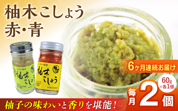 【全6回定期便】柚木こしょう 赤 青 各1個 食べ比べセット ( 60g × 2個 ) 柚子胡椒 熊本 山都町【本田農園】[YDL023] 