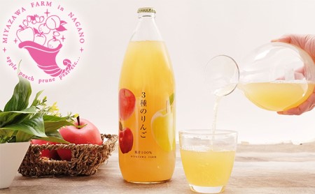 みやざわ農園　3種類のジャムと無添加りんごジュース（3種のりんご 2本）