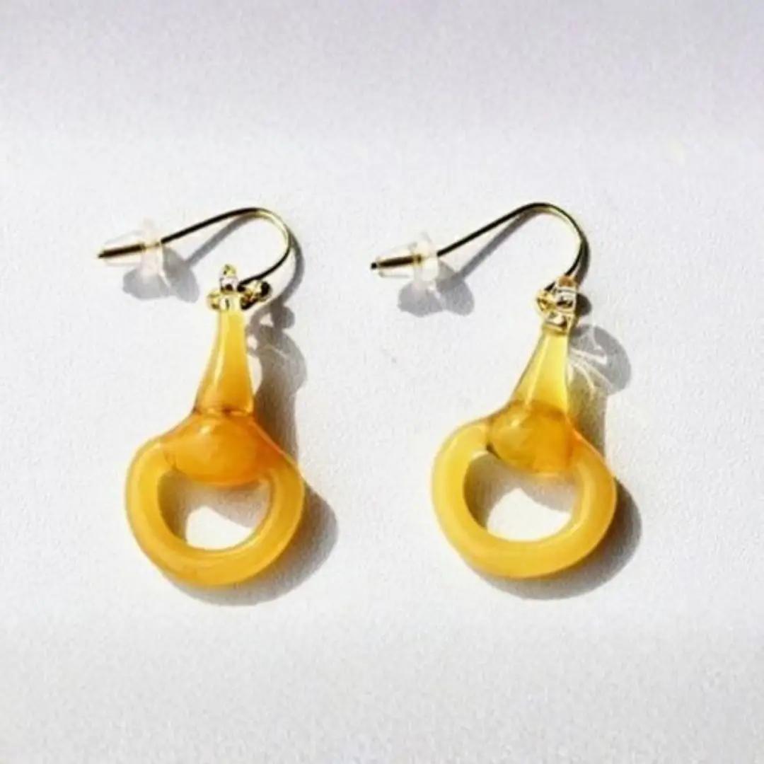 ハーフビットピアス YELLOW(イヤリングに変更可) ｜ ピアス アクセサリー