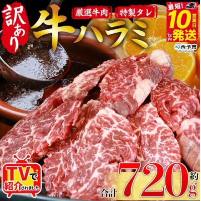 ふるさと納税 西予市 <秘伝の特製タレ仕込み!やわらか赤身ハラミ>720g 訳あり はらみ ハラミ 赤身