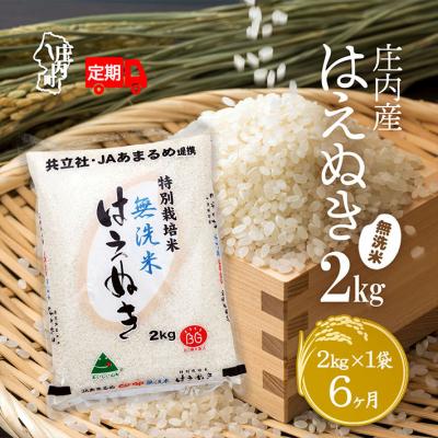ふるさと納税 庄内町 ＜11月中旬発送＞6か月定期便!特別栽培米はえぬき無洗米 2kg(入金期限:2025.10.25)