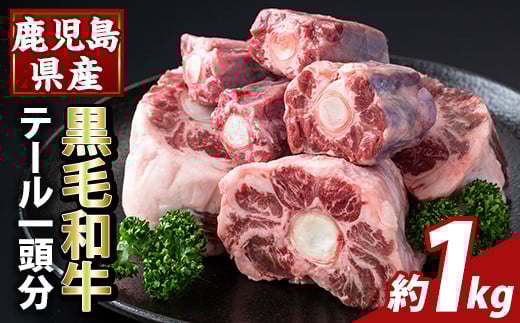 
            K-471 鹿児島県産黒毛和牛テール (1頭分・約1kg) 【ふるさと産直バザール】霧島市 国産 鹿児島県産 牛肉 テール カット済 黒毛和牛 希少部位 冷凍
          