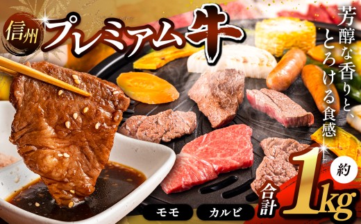 信州プレミアム牛 モモ・カルビの盛り合わせ | ふるさと納税 信州 長野県 松本市 信州プレミアム牛 モモ カルビ 霜降り 高級 人気 ブランド 肩ロース ウデ肉 焼肉 バーベキュー BBQ