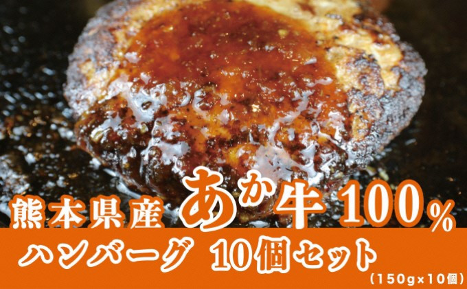 
            牛肉100％ 国産 冷凍 調理済み あか牛 湯煎 熊本県産 赤牛 ハンバーグ 150g×10個 G-48
          
