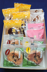 金清堂彩り12個セット 老舗和菓子店 和菓子 詰め合わせ 栗まんじゅう むぎ香がし 羽山の里 わが仙人つぶあん わが仙人かぼちゃ 白あん かぼちゃ あんこミルク餡 国産  岩手県 北上市 金清堂 菓子