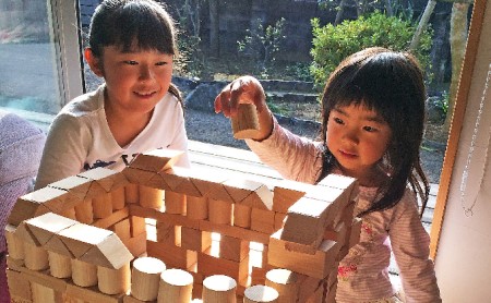 木こりの積木ランド 茶箱 玩具 おもちゃ 工芸品 桧 檜 ヒノキ  ネームなし