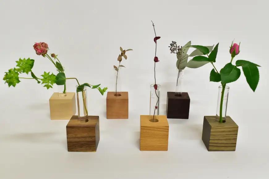 雑貨 花瓶 キューブ 一輪挿し 神代ニレ