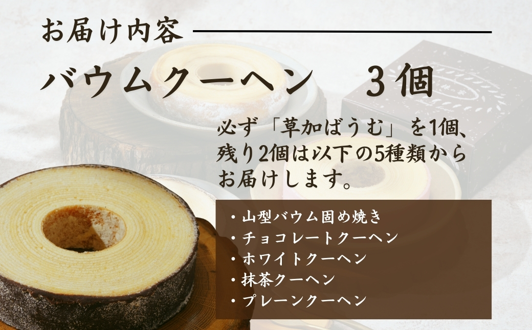 <バウムクーヘン> 草加ばうむ入り 3種のバウムクーヘン詰め合わせ