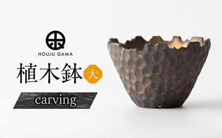 【宝寿窯】植木鉢 大carving[UCN025-1] 植木鉢