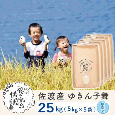 ふるさと納税 佐渡市 佐渡島産ゆきん子舞 無洗米25kg(5kg×5袋) 【令和7年産】〜栽培期間中農薬5割減〜