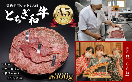 
A5ランク とちぎ和牛 高級牛肉セット 2人前 ヒレ 50ｇ × 2袋 サーロイン 50ｇ × 2袋 リブロース 50ｇ × 2袋 合計 300ｇ真岡市 栃木県
